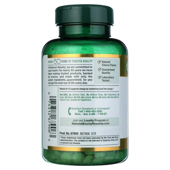 Nature's Bounty Vitamin B-12 2500mcg 300 Tabs,Energy Metabolism, Nervous System