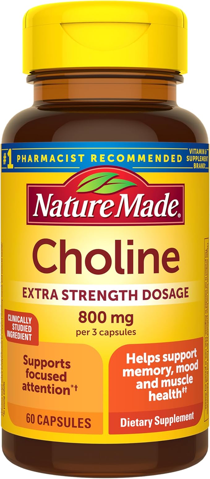 Choline Extra Strength Dosage 800 Mg Per 3 Capsules - 60 Capsules