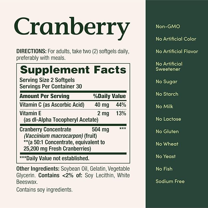 Cranberry  25,200 mg equivalent per serving**, 60 Softgels