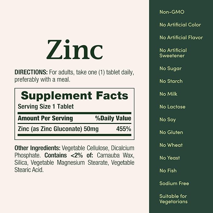 Zinc  50 mg, 100 Caplets