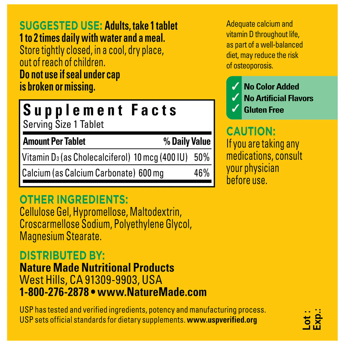 Calcium 600 mg with Vitamin D3 60 Tablets