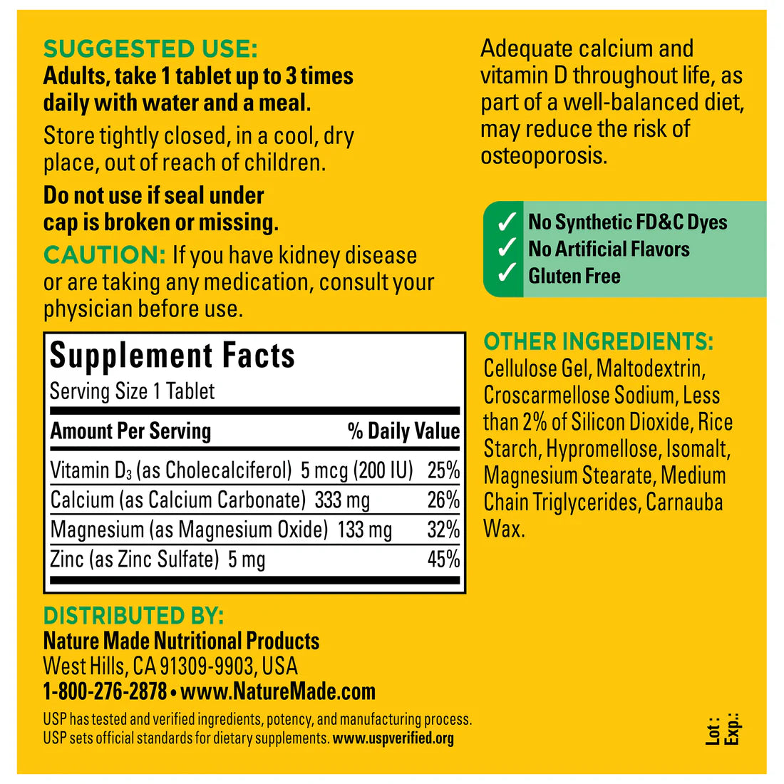 Calcium, Magnesium and Zinc with Vitamin D3 300 Tablets