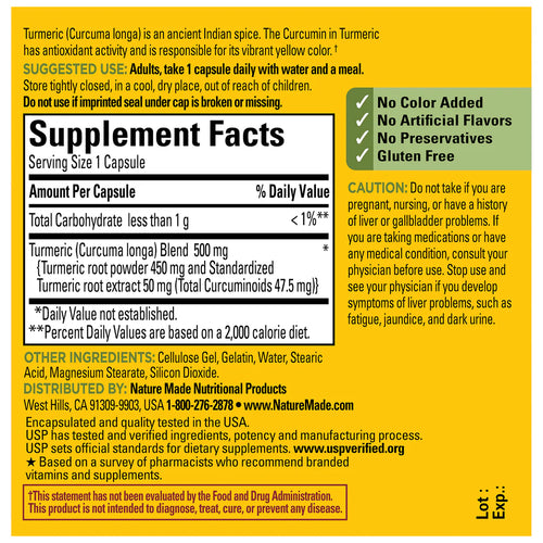 500 mg Turmeric Curcumin 60 Capsules