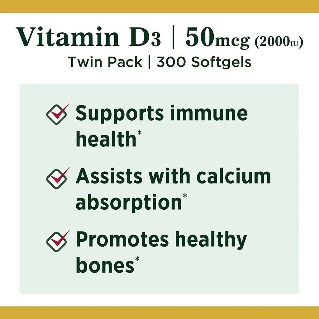 Vitamin D3  2,000 IU,  50mcg 150 Softgels