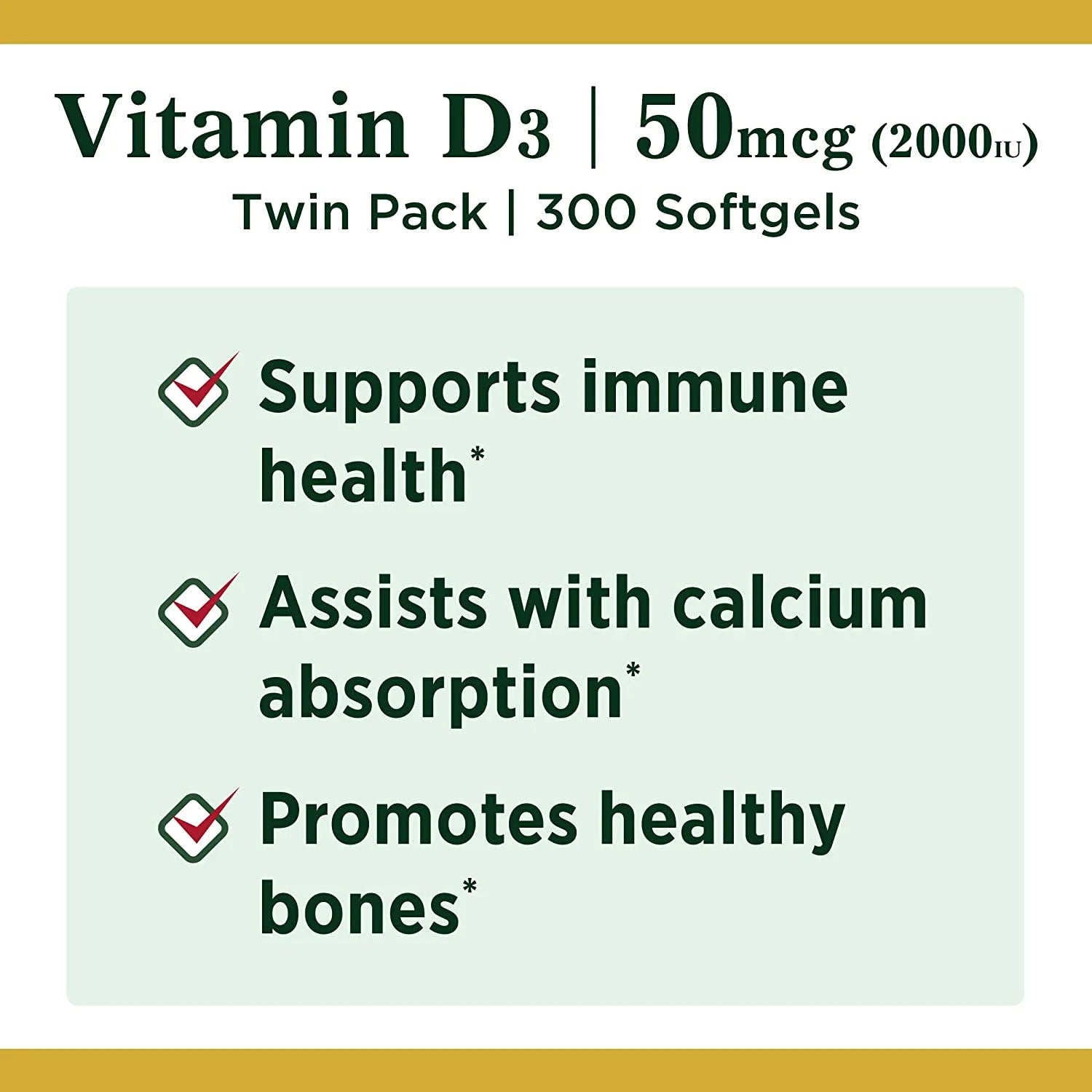 Vitamin D3  2,000 IU,  50mcg 150 Softgels