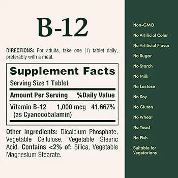 Vitamin B-12  1,000 mcg, 200 Tablets